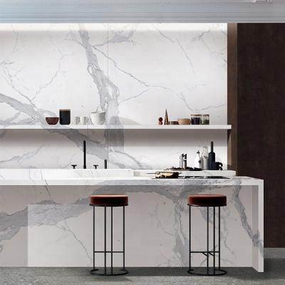 China Large Size Big Slab Porcelain Countertop Slabs Floor Tile Glossy White Sintered Stone for sale