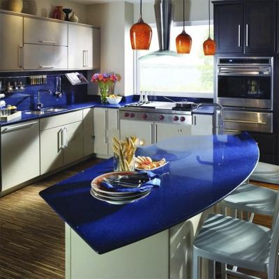 Κίνα Blue Galaxy Glossy Quartz Stone Raw Quartz Price Slate Table Top for Kitchen Counter προς πώληση