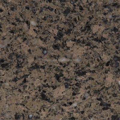 China Chinese Newest Glass Stone Granite Quartz Countertop Artificial AS-249 Brown Crystal Skmei Quartz Slab for sale