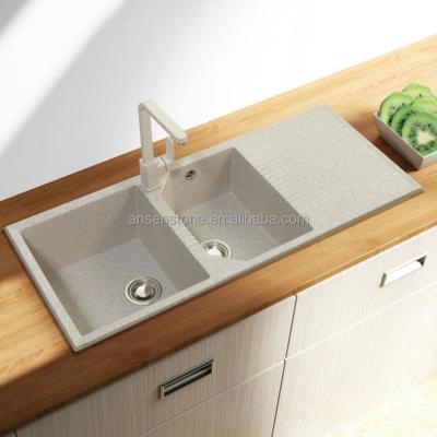 China Quartz Double Bowls Kitchen Sink High Hardness Kitchen Sink Te koop