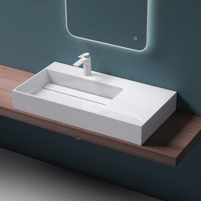 China Custom Color Hand Wash Basin Solid Surface Artificial Stone Bathroom Sinks zu verkaufen