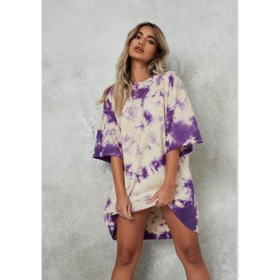 China New 3 Colors Sportswear Summer Women Summer Tie Dye Pattern Half Sleeve Breathable Wholesale Hot Sale Oversized Tee Casual Loose T-shirt for sale