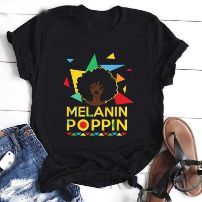 China Breathable Women Black Queen Melanin Queen T-shirt Women Tops African Black Melanin Female T-shirt for sale