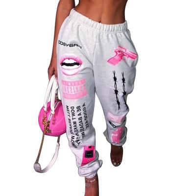 China 2021 Anti-wrinkle WDC Print Fashion Elastic-waist Athleisure Harlem Pants for sale