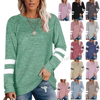 China Women's Breathable Crewneck Sweatshirts Color To Block Long Sleeve Sweaters Tunic Tops for sale