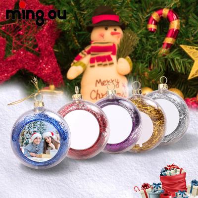 China 2021 Christmas Home Decoration Sublimation Christmas Tree Hanging Balls New 8cm Plastic For Decorations for sale