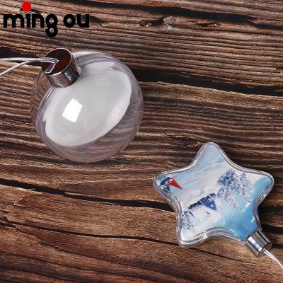 China Christmas Decoration 2021 Round Ball Hanging Christmas Ornaments Transparent Sublimation Christmas Ball for sale