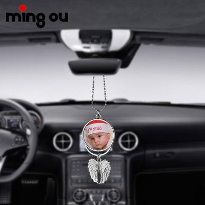 China Double Sided Car Angel Wings Metal Business Sublimation Hanging Ornament Pendant for sale