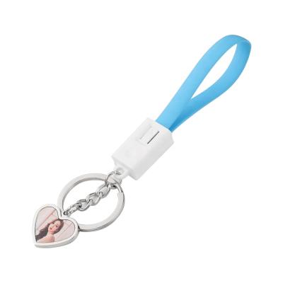 China Promotion Gift Blank Car Plastic Custom Sublimation Color USB Charging Cable Keychains for sale