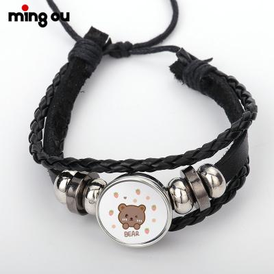 China Vintage Valentine's Gift Sublimation Leather Cuff Bracelet Jewelry Handmade Men and Women for sale