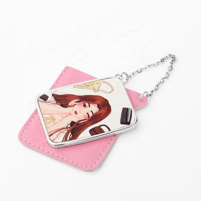 China Gifts Metal Custom Lighted Logo Sublimation Hand Pocket Compact Empty Mirror With Case for sale