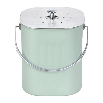 China Sustainable Square Stainless Steel Compost Bucket Kitchen Compost Pail Compost Bin With Lid And Charcoal Filter for sale