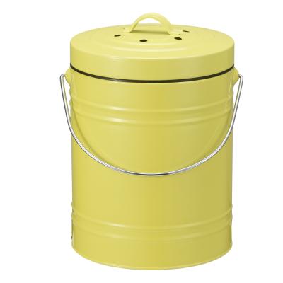 China Convenient design viable 3 liter 5 liter steel trash can for kitchen compost bin liner countertop for sale