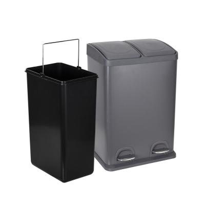 China Sustainable 40L Stainless Steel Kitchen Recycling Bin 2 Compartments for sale