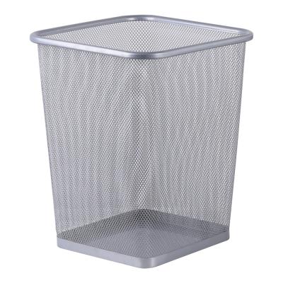 China Sustainable Household Metal Mesh Trash Basket Waste Basket Office Paper Square Waste Bin for sale