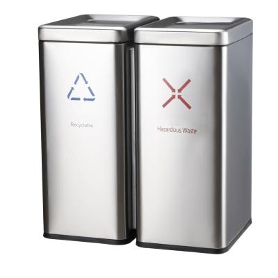 China Sustainable 80 Liter 2X40L Swing Top Hotel Rectangular Waste Bin for sale