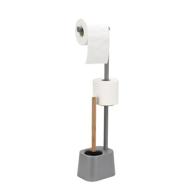 China Toilet Brush Stainless Steel Toilet Brush Paper Towel Pole Modern Plastic Base With Paper Holder for sale