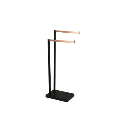 China Stainless Steel Bathroom Black Fashion Double Color Bars Stainless Steel Towel Rack With Rose Gold Hanger for sale