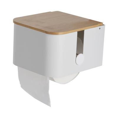 China Bathroom Decor Box Toilet Paper Holder Traditional Bamboo Wood for sale