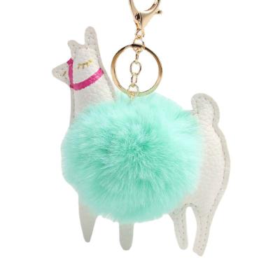 China Animal Alpaca Gifts Ball Key Chain Bag Car Key Ring Jewelry Fluffy Cute Pompom Bags or Keychain Gift for sale