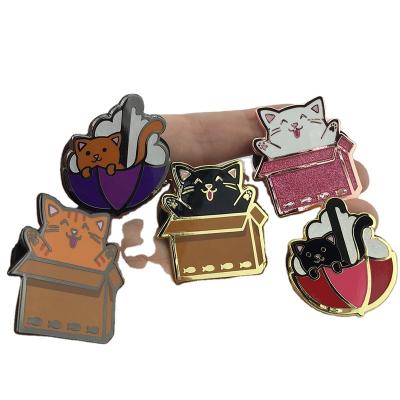 China China Custom Metal Badge Manufacture Dyed Metal Black Hard Label Cartoon Pins Soft Enamel Souvenirs for sale