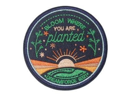 China Competitive Price Viable Round Embroidery Woven Badge Embroidery Patch Iron On Apparel for sale