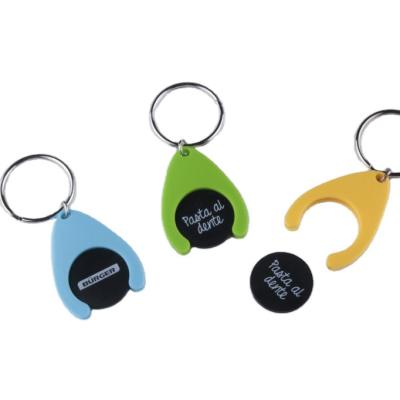 China Souvenir Custom Design Cheap Plastic Shopping Trolley Coin Key Chain For Promotional Gifts for sale