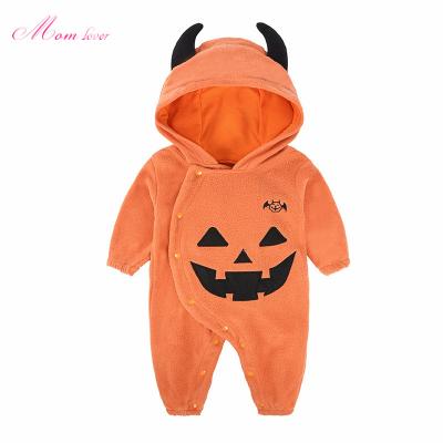 China 2021 100% cotton Halloween baby clothes orange color newborn baby clothes baby cosplay oneise for sale