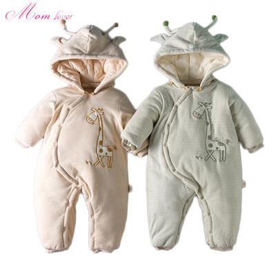 China 100% Cotton Comfotable Baby Winter Baby Clothes Newborn Girl Baby Boy Giraffe Long Sleeve Hooded Rompers Jumpsuit for sale