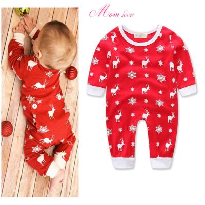 China New Style Christmas Elk Print Cotton Newborn Baby Romper Baby Romper Newborn Baby Boy Girls Christmas Foreign Infant Clothes for sale