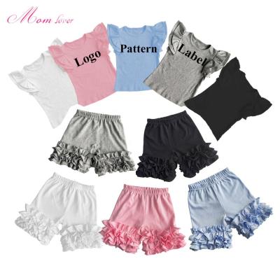 China 2021 Anti-Wrinkle Kids Summer Wholesale Kids Cotton Shorts Toddler Girl Ruffle Shorts For 2-6T Girls Girls Summer Set for sale