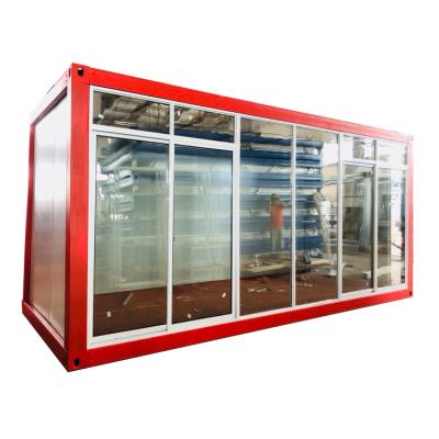 China Low Cost Modern Glass Prefab Modular Mobile Flat Pack Coffee Container for sale