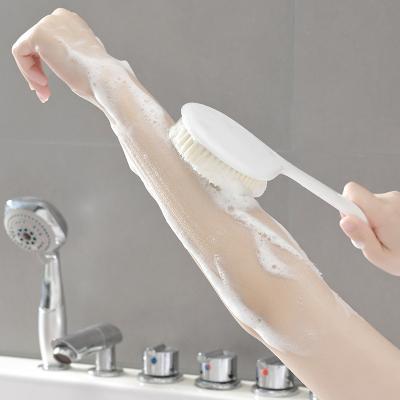 China Amazon Bath Brush Scrubber Shower Massage Silicone Soft Warm Soft Back Body Scrub Brush With Long Handle Dense Bristle for sale