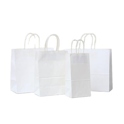 China Recyclable Kraft paper bag with flat handles for shopping ,take away food custom printing accept for sale