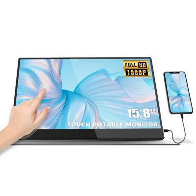 China Portable Touch Screen Monitor 15.8 Inch Full HD 1080P IPS Screen With Speaker Dual Second Computer Display For MacBook Laptop PC for sale