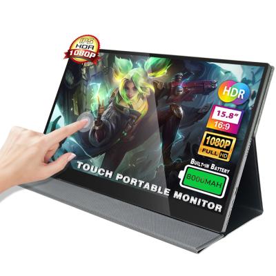 China Aluminum Alloy Full HD 1080P USB Type C For Phone Laptop PC Game 15.8 Inch Monitor IPS Smart Portable Touch Screen Built In Battery Monitor for sale