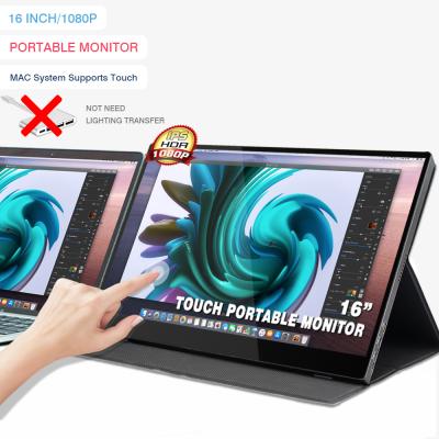 China Sibolan 16 inch 1080p hdmi usb powered touch screen portable lcd touch screen display monitor support double mac laptops touch for sale