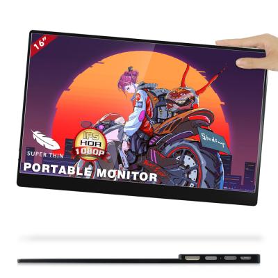 China Speaker 16 Inch 1080P LCD Gaming Monitor Interface Support Lightweight Portable Type Very C For Laptop Dual Monitor for sale