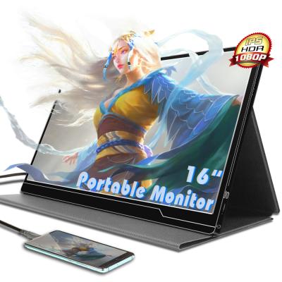 China Aluminum Alloy Type-C Full View 3.1 Protocol Usb 16 Inch Portable Gaming Display Monitor Compatible With Portable Extra 2 Monitors For Laptop Computer for sale