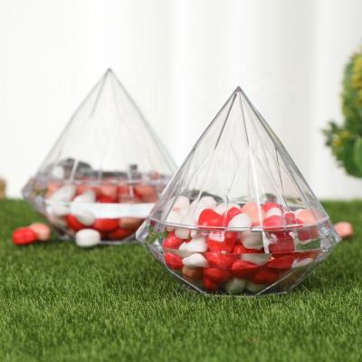 China Halloween Diamond Shape 7cm 9cm Creative Disposable Transparent Plastic Candy Box For Wedding for sale