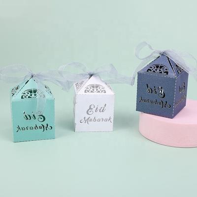 China Disposable Muslim Festival Ramadan Hollow Paper Candy Box EID Mubarak Chocolate Box for sale