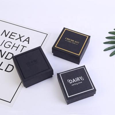 China Recycled Materials Custom Logo Printed Black Necklace Bracelet Gift Packaging Paper Jewelry Box Paper Box With Sponge for sale