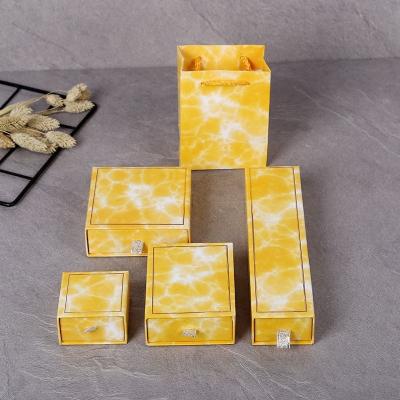 China Drawer Slide Jewelry Box Recyclable High Quality Marble Paper Gift Box For Pendant Necklace And Earrings for sale