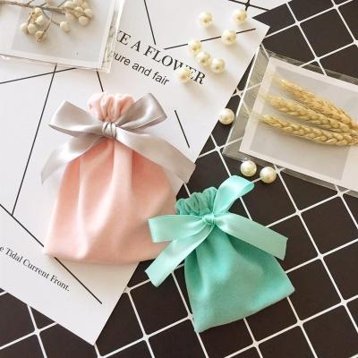 China Wholesale Drawsting Jewelry Storage Bag Velvet Pouch With Ribbon Drawstring for sale