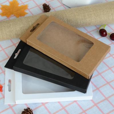 China Disposable Kraft Paper Phone Case Packaging Box With Clear PVC Window Ready To Ship for sale