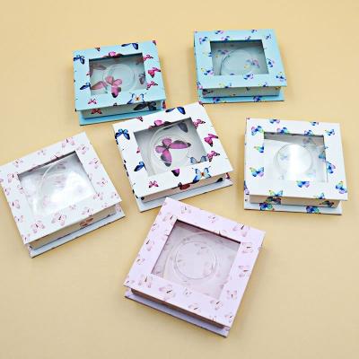 China Beautiful Recycled Materials Butterfly Color Printed False Eyelash Packaging Paper Gift Boxes With PVC Window for sale