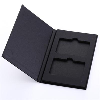 China Recyclable Custom Logo Gold Foiled VIP Gift Voucher Card Holder Credit Card Packaging Magnet Closure Gift Box With 2 Slots for sale