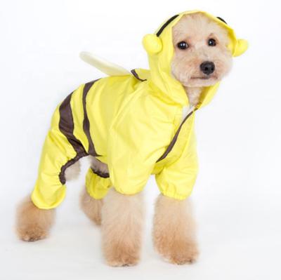 China Four Feet Bee Shape Pet Raincoat Yellow Color Windproof Jacket Viable Waterproof Windproof For Large Dogs for sale