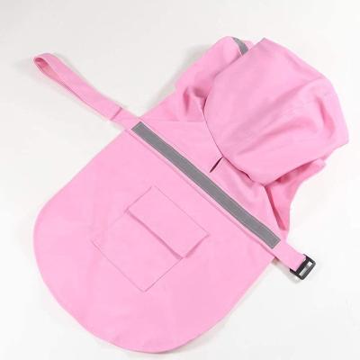 China Sustainable Wear Reflective Adjustable Drawstring Dog Raincoat Pink Waterproof Pet Apparel & Accessories for sale