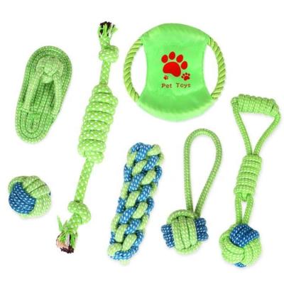 China Wholesale Sustainable Funny Natural Green Training Cotton Durable Chew Molar Outer Teeth Clean Toys Set For Dogs for sale